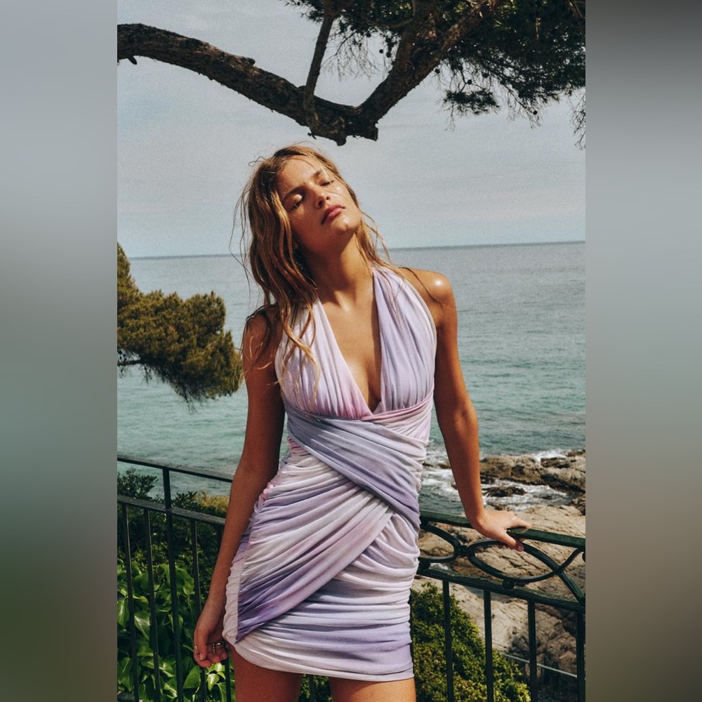 Zara DRAPED PRINTED TULLE DRESS